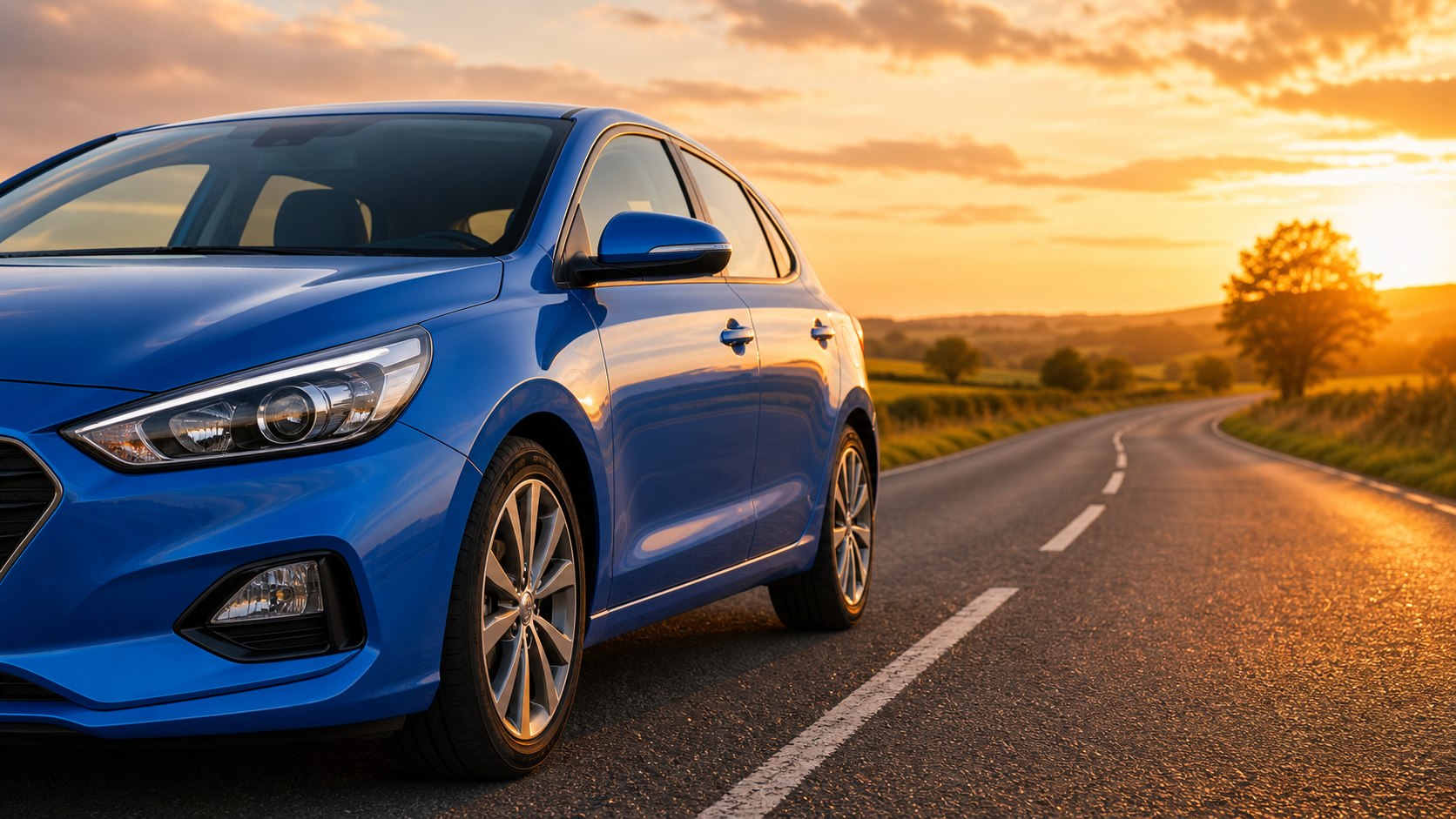 Car in sunset